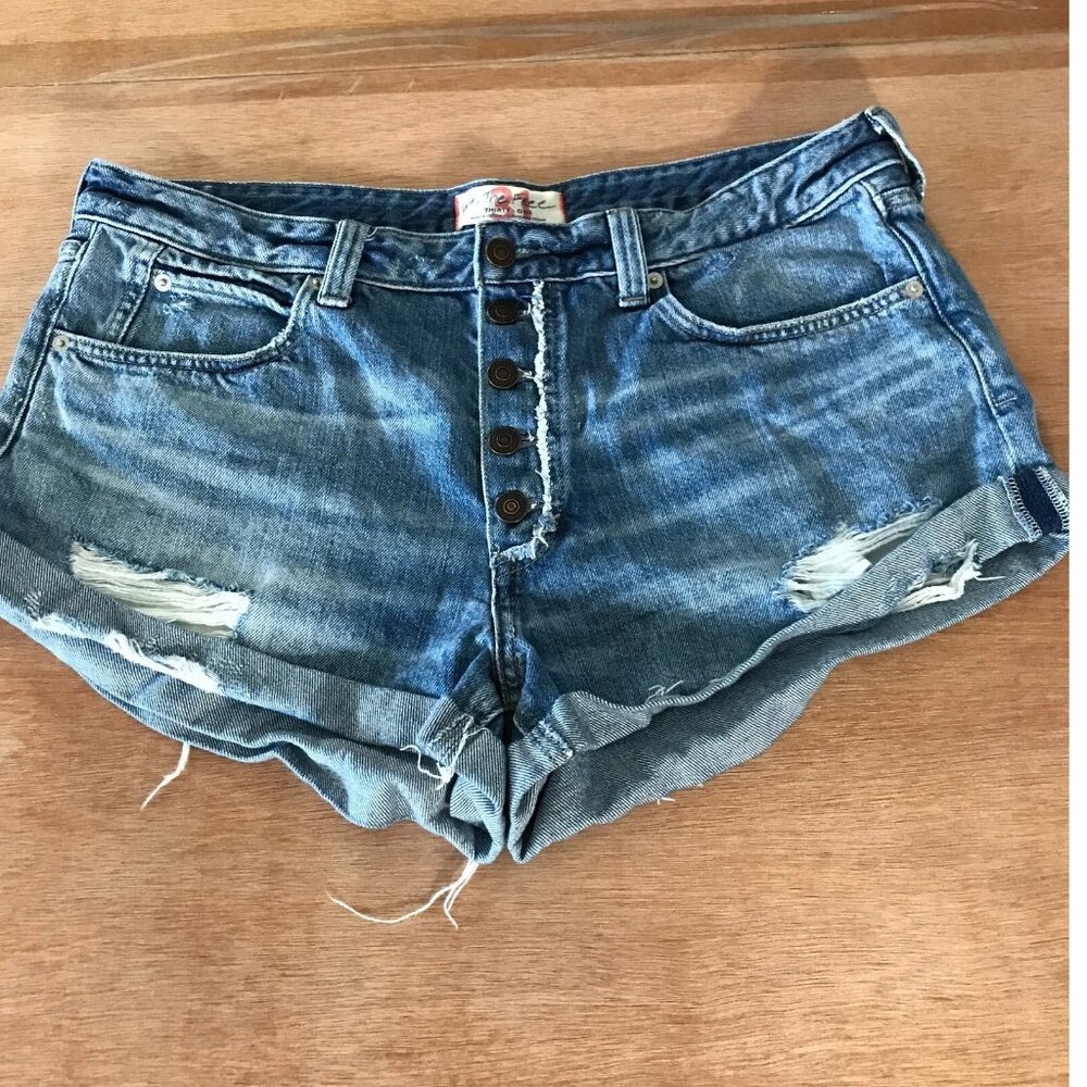 We the Free Cut Off Shorts High Rise Cuffed Distressed Button Fly -31